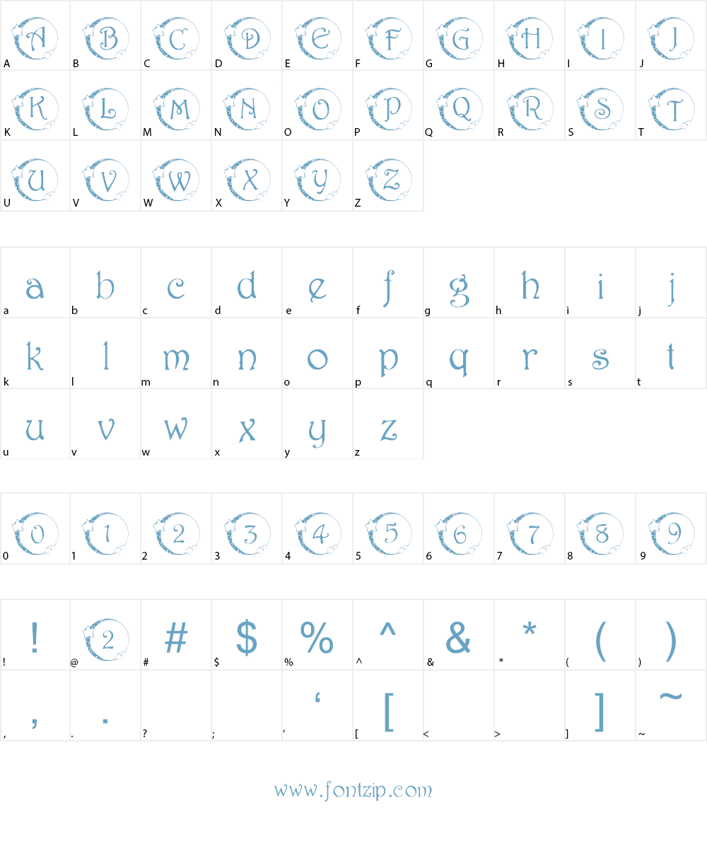 101! Star Lit Nght Font Character